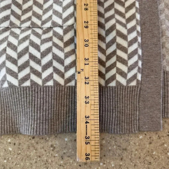 JOIE Cardigan Womens Large Tan Cheveron open front Long sleeves Sweater size 2X - Picture 5 of 7